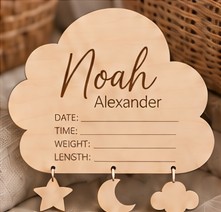 Cloud Birth Announcement Sign